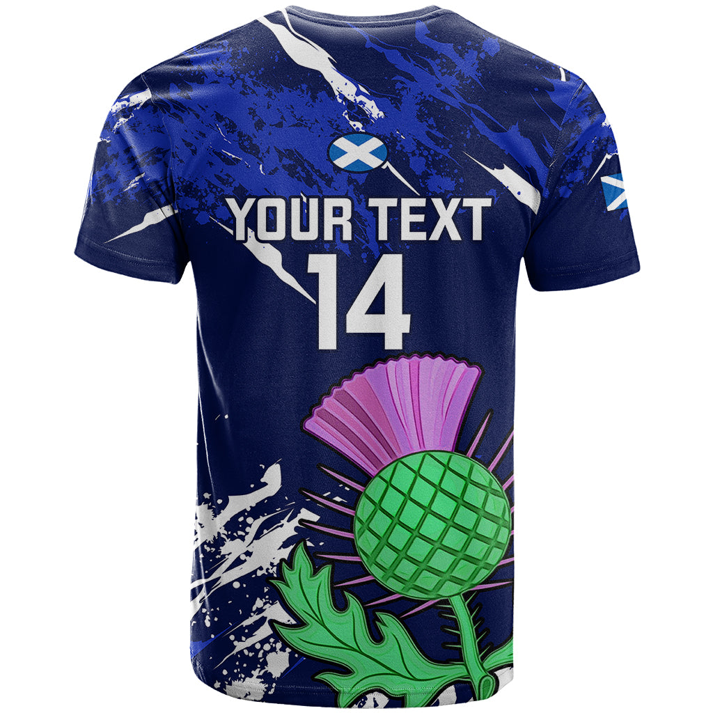 Custom Scotland Rugby T-Shirt World Cup Go Scottish Thistle Grunge Style Graphic Tee