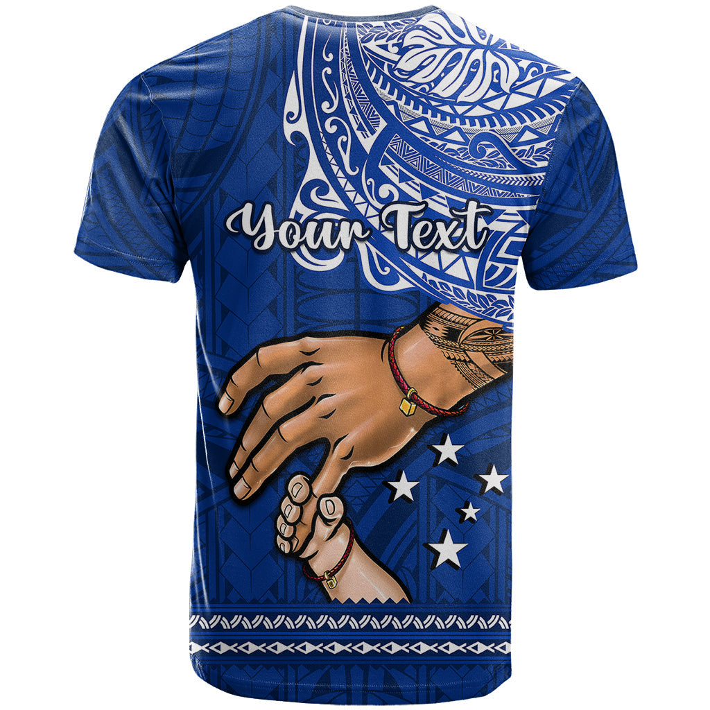 Personalised Father Day Samoa T-Shirt Manuia le Aso Sa o Tama Blue Version Graphic Tee