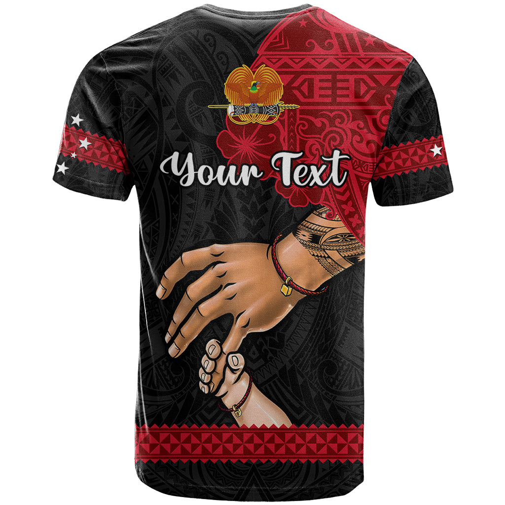 Personalised Father Day Papua New Guinea T-Shirt PNG I Love You Dad Black Version Graphic Tee