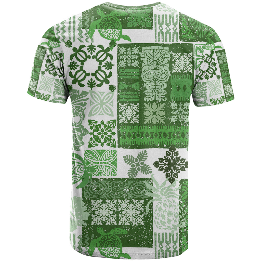 Hawaiian Quilt T-Shirt Tiki Tropical Retro Green Version Graphic Tee