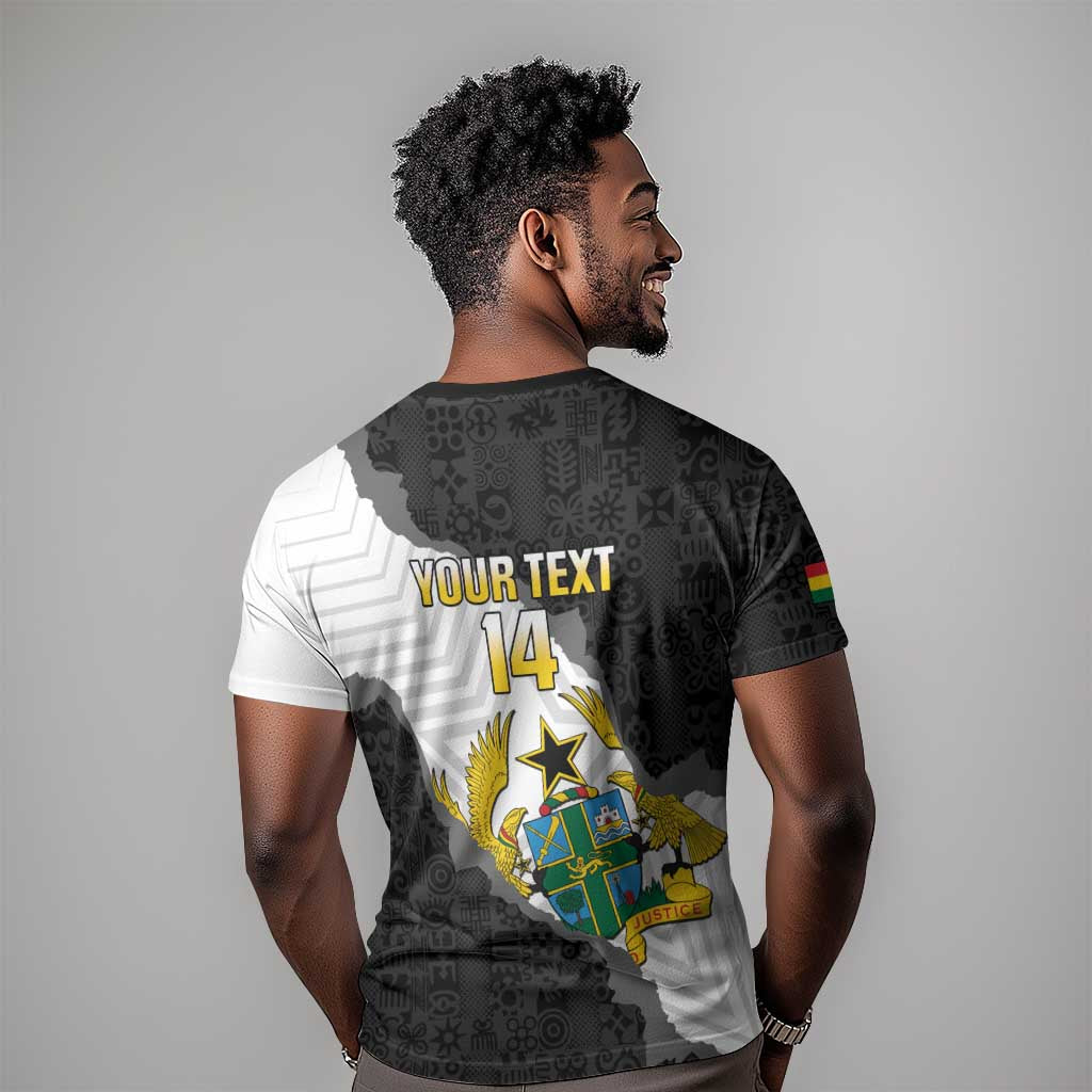 Custom Ghana Football T-Shirt 2026 Go Black Stars Black Adinkra Pattern Graphic Tee