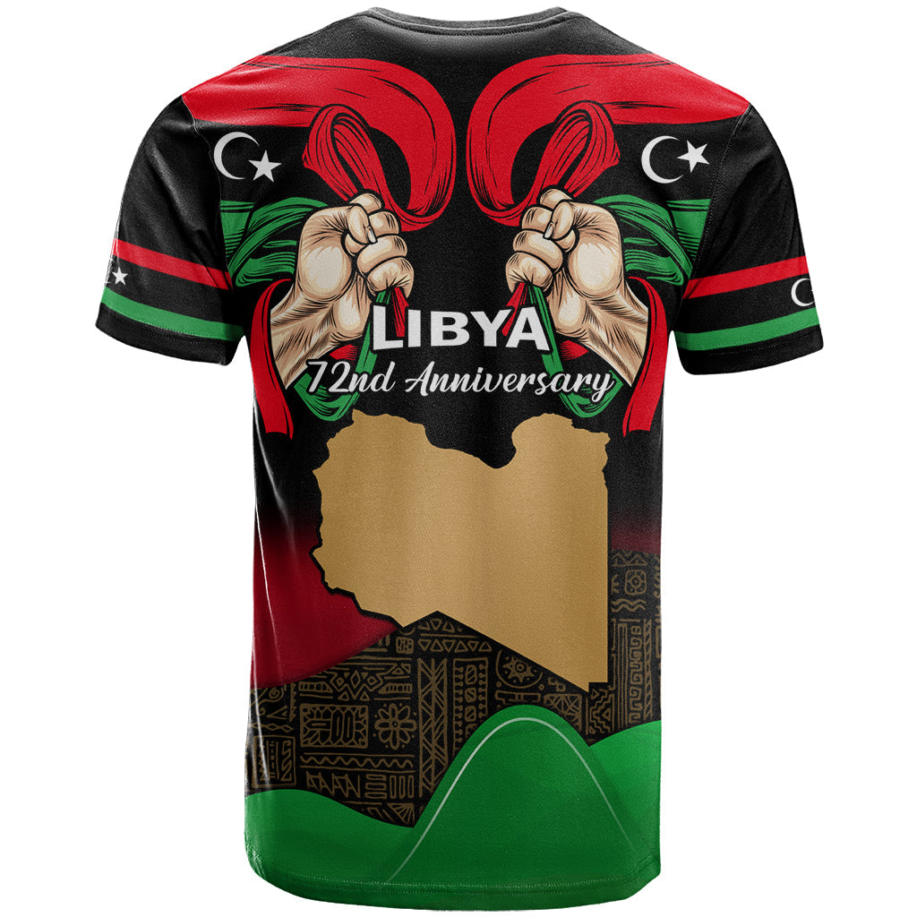 Libya Independence Day T-Shirt Happy 24 December African Pattern Flag Style Graphic Tee