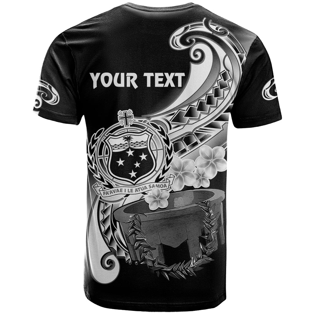 Custom Samoa T-Shirt Ula Fala Kava Bowl Plumeria Polynesian Black Graphic Tee