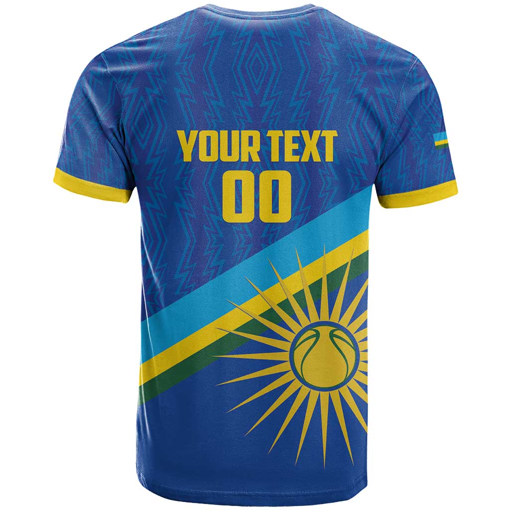 Rwanda Basketball Custom T-Shirt Go Champions Imigongo Folk Pattern Graphic Tee