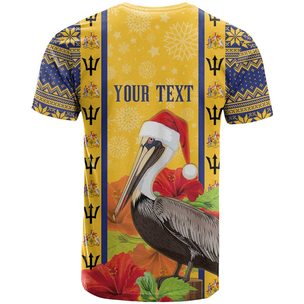 Personalized Barbados Christmas T-Shirt Bajan Xmas Brown Pelican Santa Graphic Tee