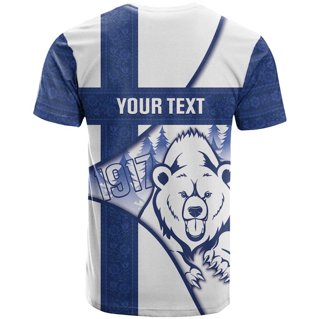 Personalised Finland Independence Day T-Shirt Suomi 1917 Proud Flag Finnish Folk Pattern Graphic Tee