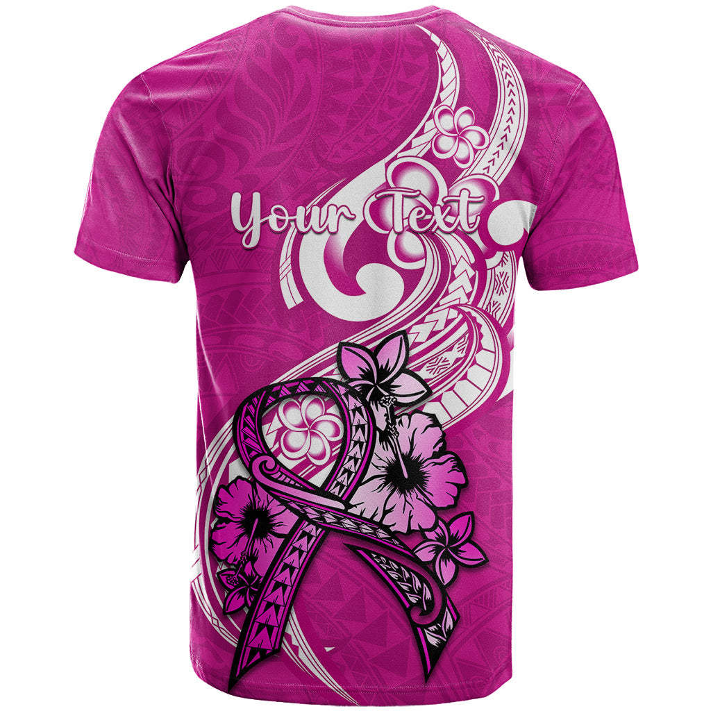 Personalised Polynesia Breast Cancer Awareness T-Shirt Think Pink Polynesian Ribbon White Version Graphic Tee
