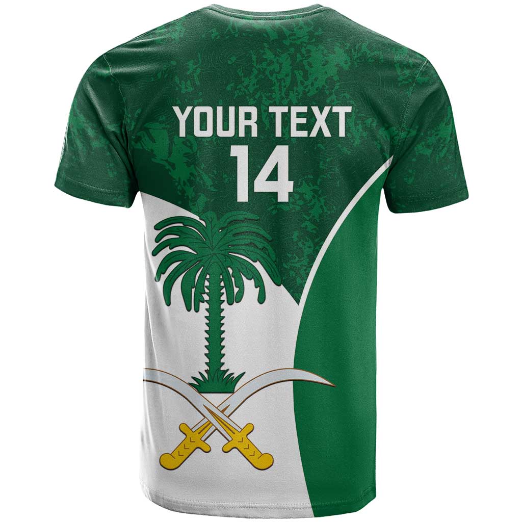 Custom Saudi Arabia Cricket T-Shirt Go Champions Coat Of Arms Style Graphic Tee