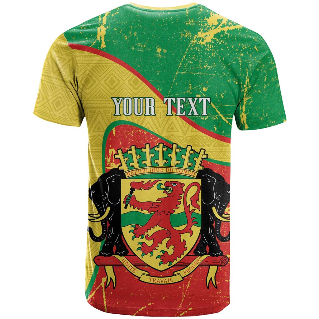 Personalized Congo-Brazzaville Independence Day T-Shirt Coat Of Arms Grunge Style Graphic Tee