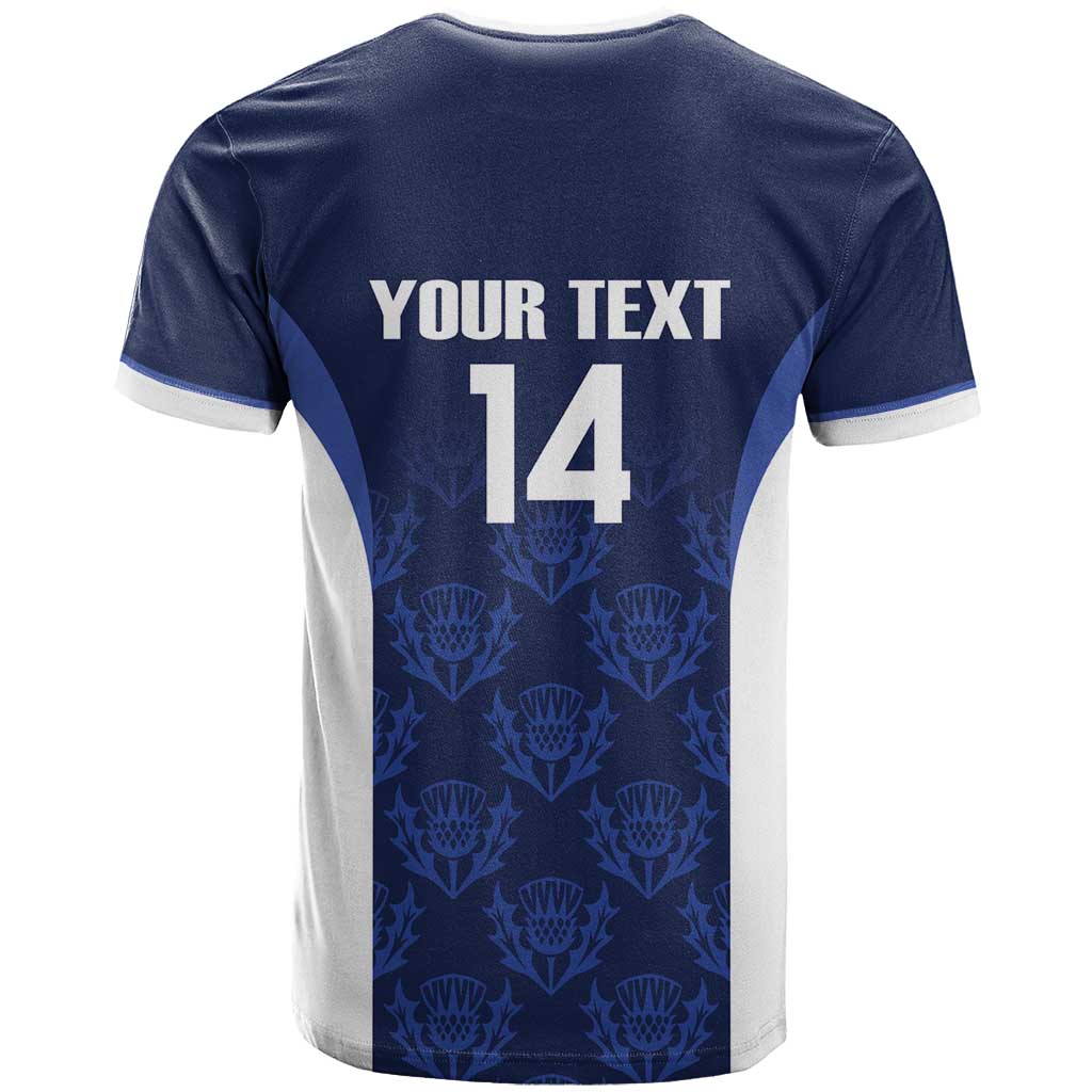 Custom Scotland Cricket T-Shirt Go Scots Thistle Pattern Graphic Tee