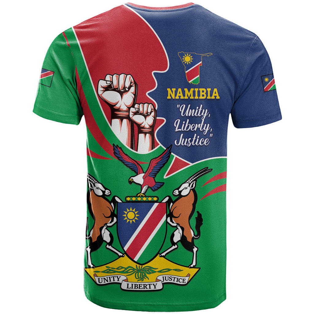 Namibia Independence Day T-Shirt Coat Of Arms Curve Style Graphic Tee