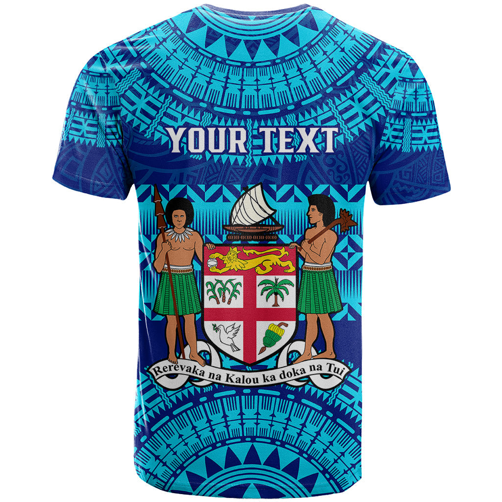 Personalised Fiji T-Shirt Unique Fijian Tapa Pattern With Coat Of Arms Graphic Tee