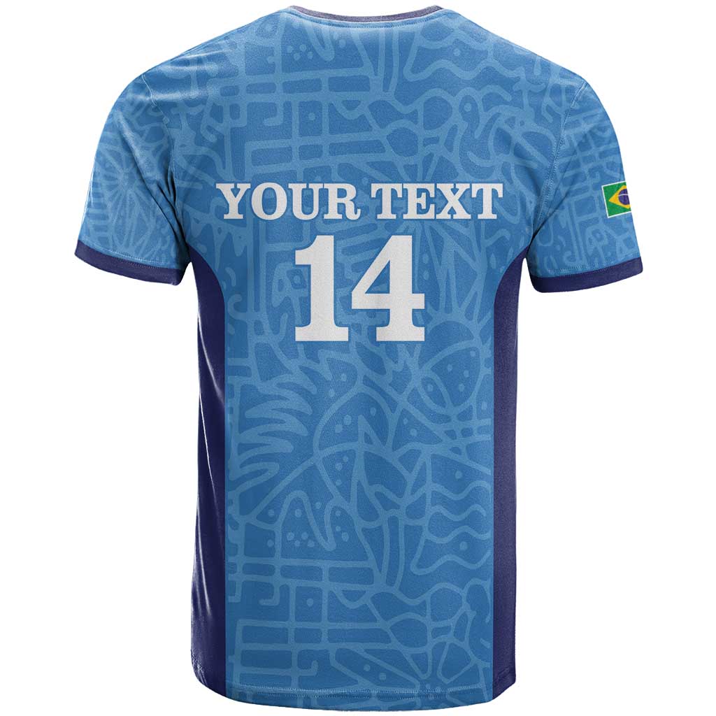 Custom Brazil Football T-Shirt Vamos Selecao - Blue Graphic Tee