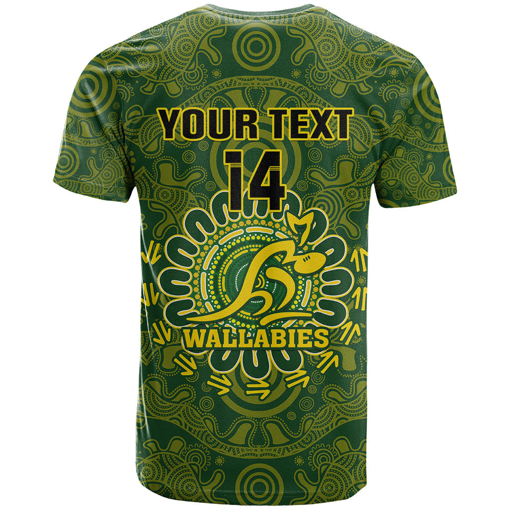 Personalised Australia Rugby T-Shirt Wallabies Go Champions Indigenous Art Graphic Tee