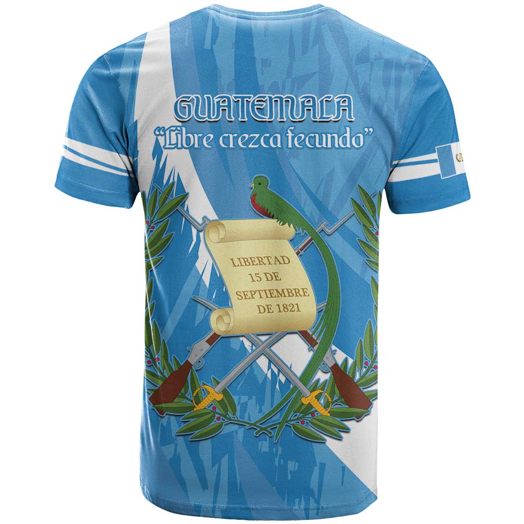 Guatemala Independence Day T-Shirt Coat Of Arms With Resplendent Quetzal Grunge Style Graphic Tee