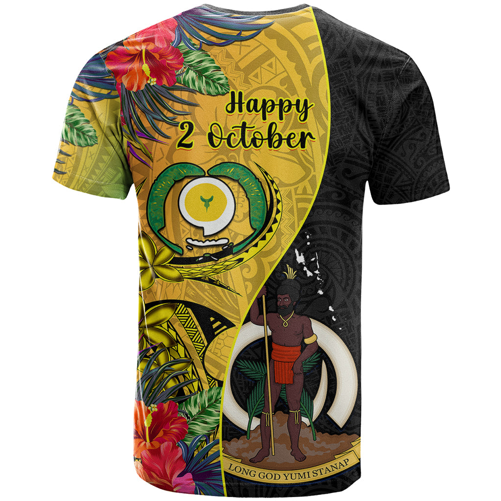 Vanuatu Torba Day T-Shirt Coat Of Arms Mix Tropical Flowers Graphic Tee