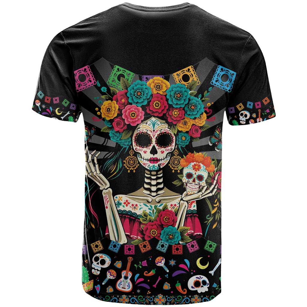 Mexican La Catrina T-Shirt Viva Mexico Dia De Muertos Graphic Tee