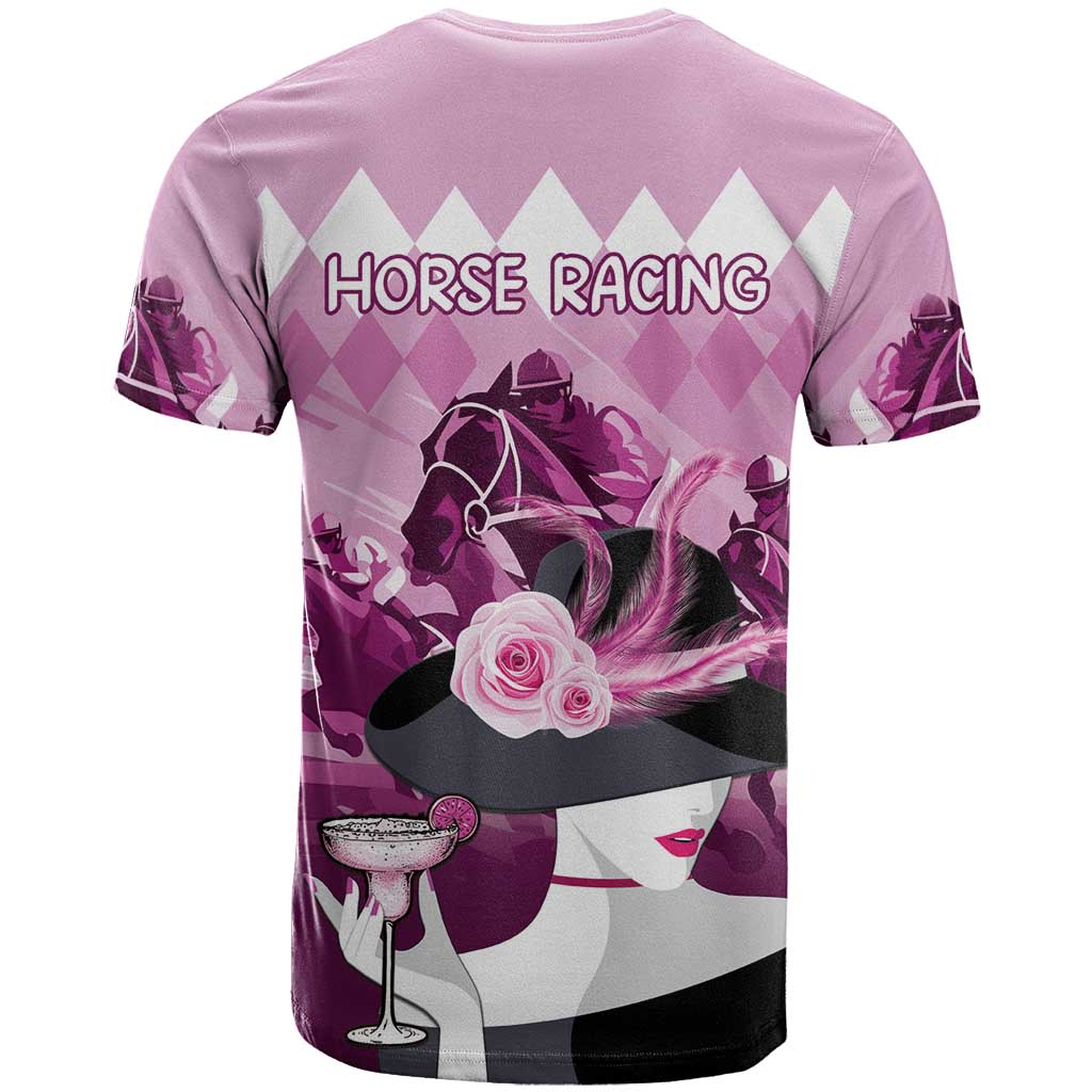 Kentucky Horse Racing T-Shirt Derby Mint Julep Girl - Pink Pastel Graphic Tee