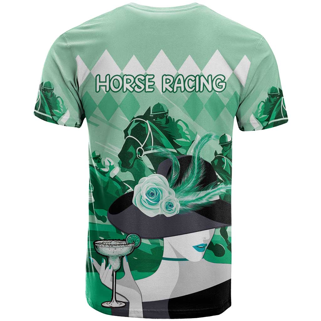 Kentucky Horse Racing T-Shirt Derby Mint Julep Girl - Green Pastel Graphic Tee