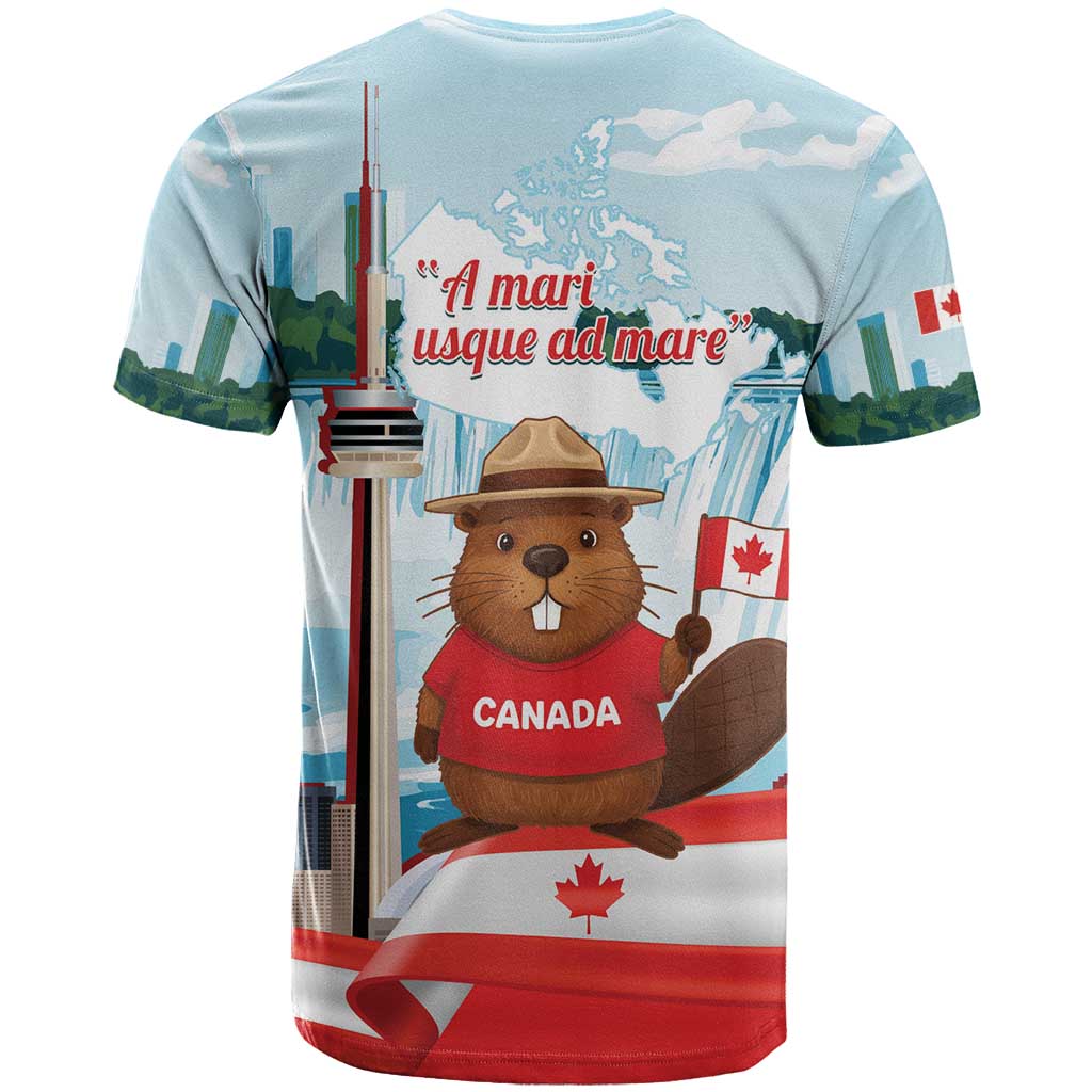 Canada Day T-Shirt Cute Beaver With Flag Graphic Tee