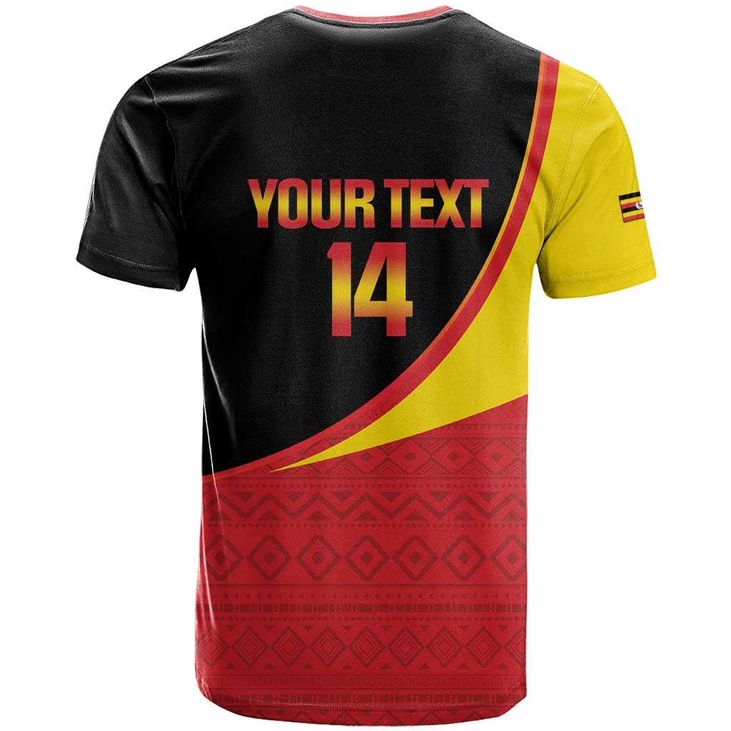 Custom Uganda Cricket T-Shirt Go Cranes African Pattern Graphic Tee