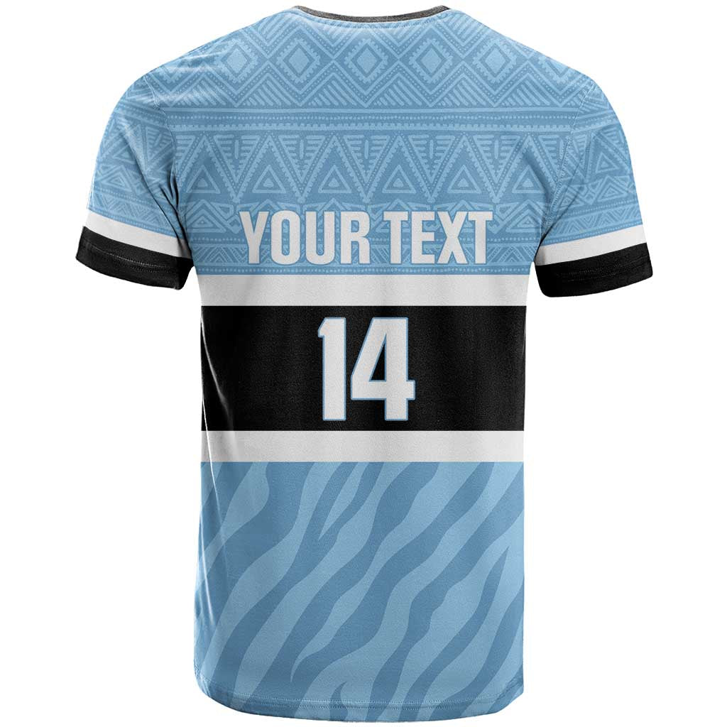 Custom Botswana Cricket T-Shirt Go Baggy Blues Zebra Mascot Graphic Tee