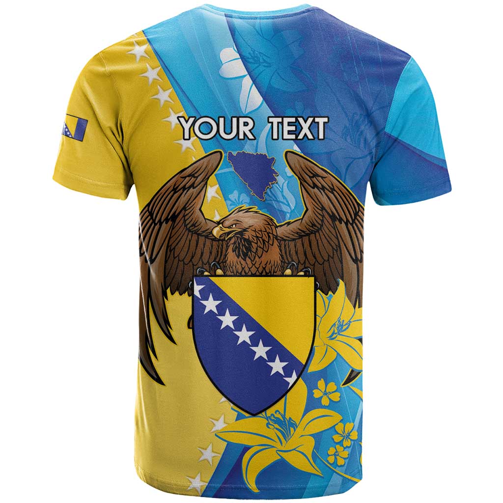 Personalised Bosnia and Herzegovina Independence Day T-Shirt Lilium Bosniacum With Eagle Curve Style Graphic Tee