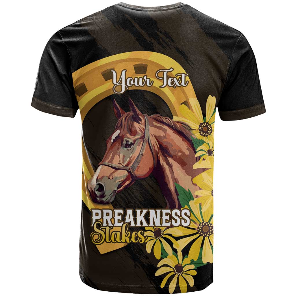 Personalized Preakness Horse Racing T-Shirt Horseshoe With Black-Eyed Susans Graphic Tee
