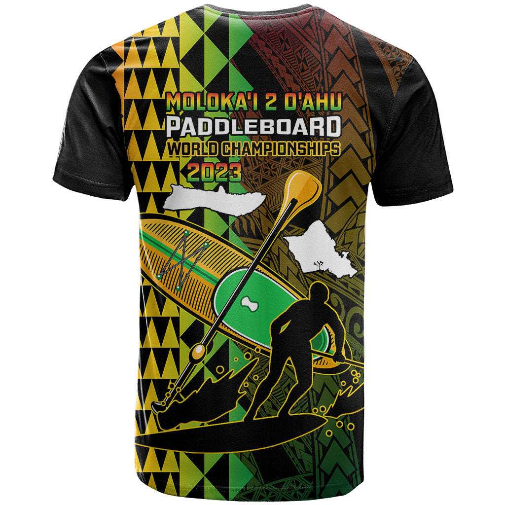 Paddle Board Hawaii T-Shirt Molokai 2 Oahu World Championships Kakau Pattern Graphic Tee