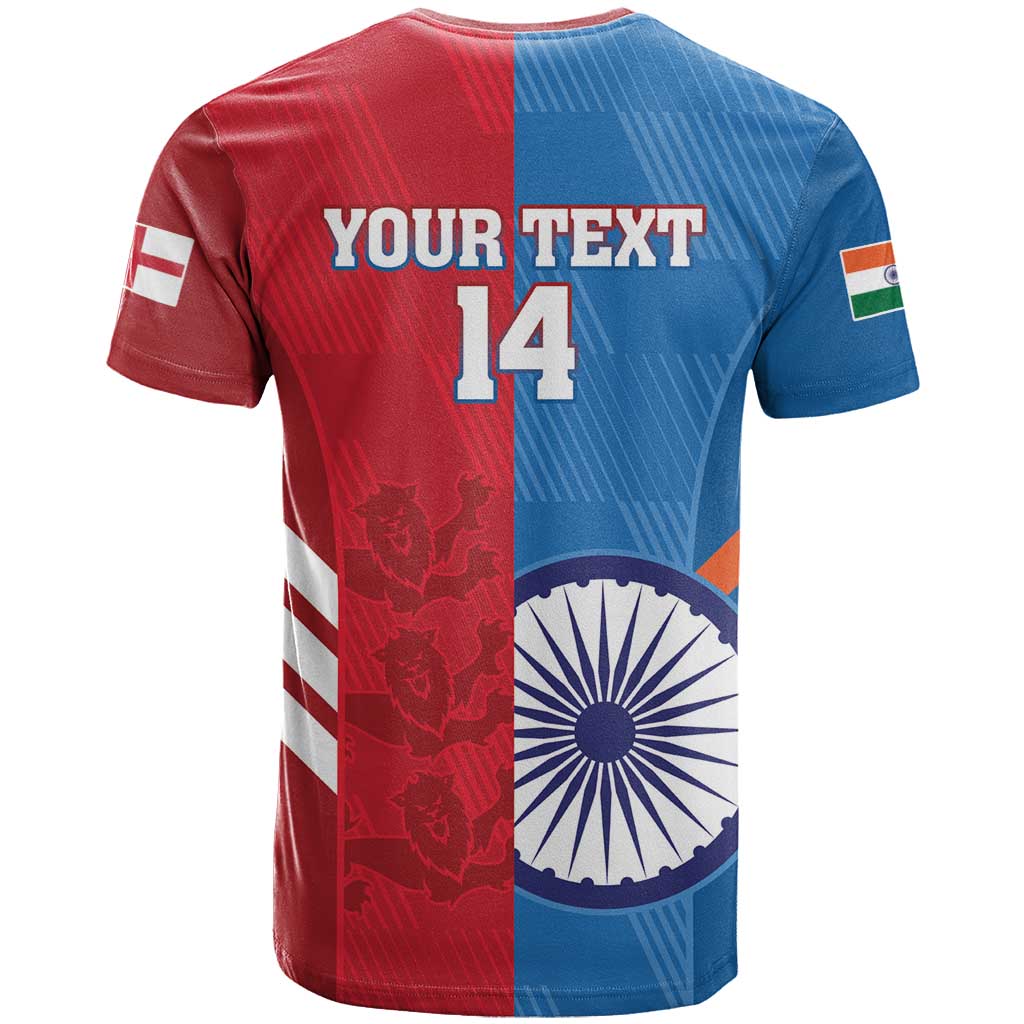Custom India And England Cricket T-Shirt 2024 Together Dynamic Version Graphic Tee