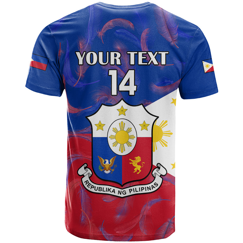 Custom Philippines Football T-Shirt World Cup Go Filipinas Feather Flag Version Graphic Tee