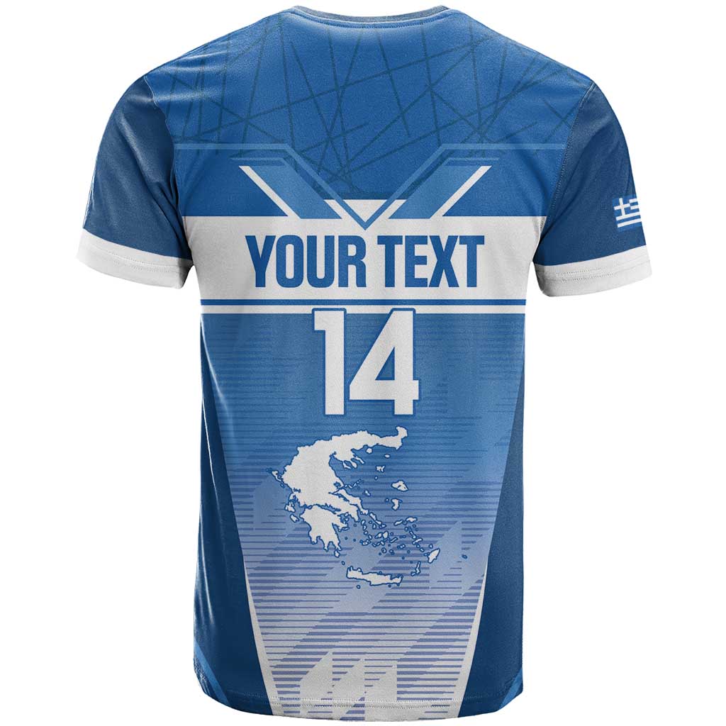 Custom Greece Football T-Shirt Go Ethniki Coat Of Arms Style Graphic Tee