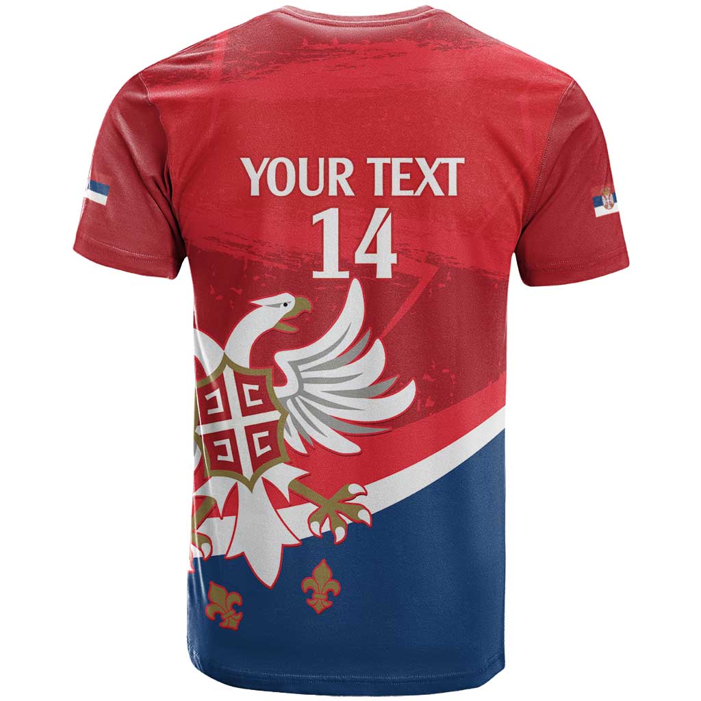 Custom Serbia Football T-Shirt Come On Ealges Coat Of Arms Style Graphic Tee