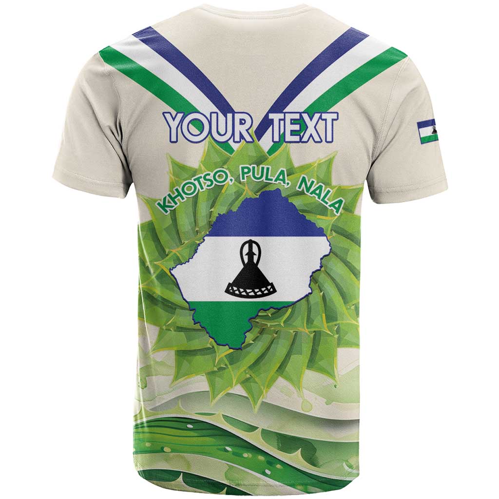 Personalised Lesotho Independence Day T-Shirt Aloe Polyphylla Mix Coat Of Arms Graphic Tee