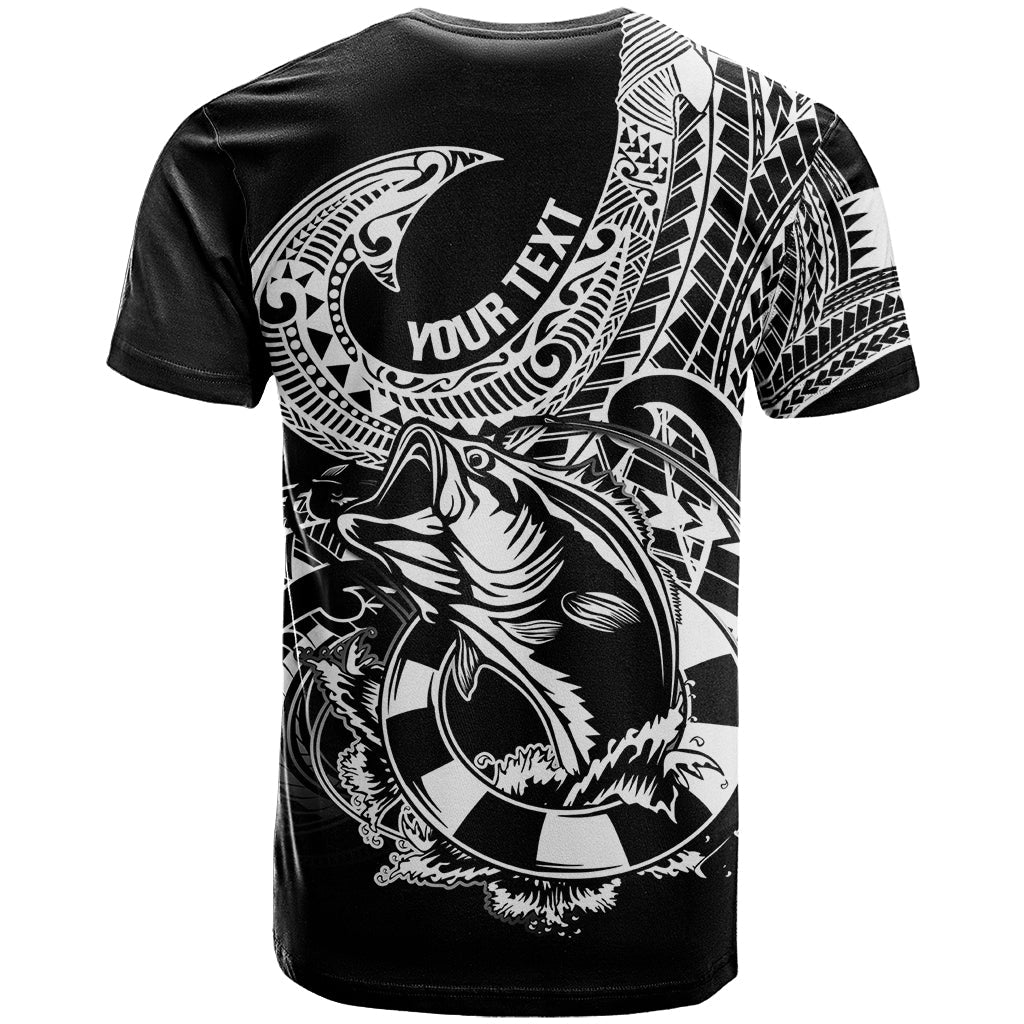 Personalised Polynesia T-Shirt Fish Hook Tattoo Go Fishing Polynesian Pattern Black Graphic Tee