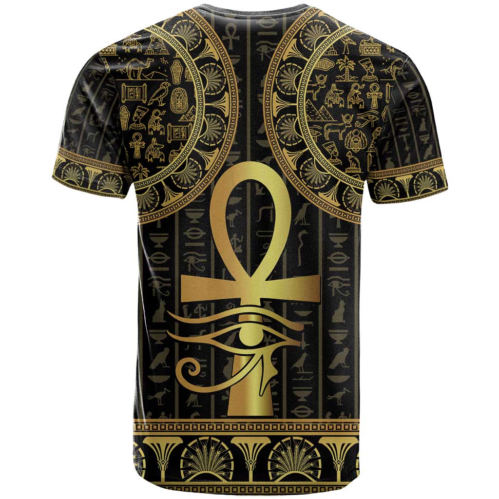 Ancient Egypt Ankh and Eye Of Horus T-Shirt Egyptian Hieroglyphs Graphic Tee