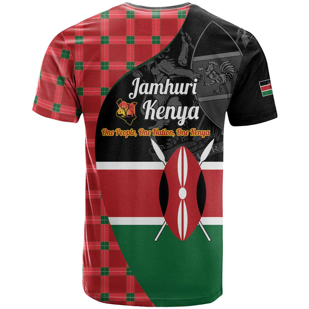 Kenya Jamhuri Day T-Shirt One People One Nation Massai Shuka Pattern Graphic Tee