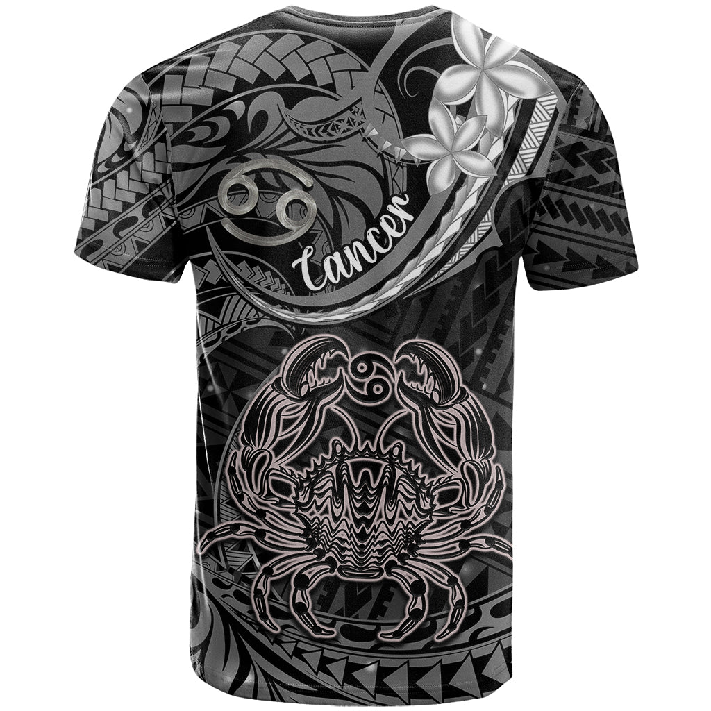 Polynesian Pride Cancer Zodiac T-Shirt Astrological Sign Tribal Plumeria Grey Galaxy Graphic Tee