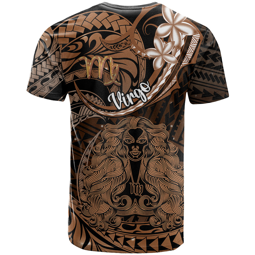 Polynesian Pride Virgo Zodiac T-Shirt Astrological Sign Tribal Plumeria Brown Galaxy Graphic Tee