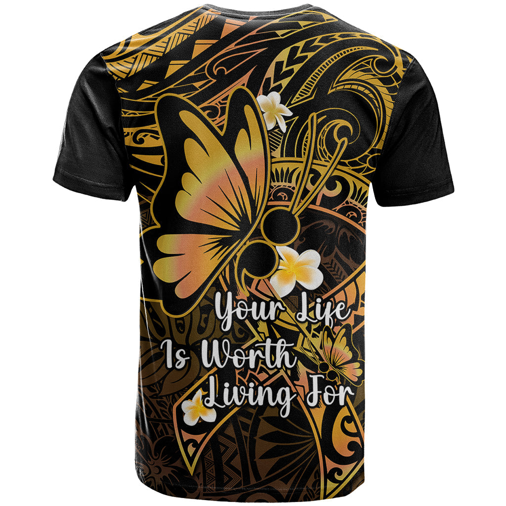 Polynesia Suicide Prevention Awareness T-Shirt Your Life Is Worth Living For Polynesian Purple Pattern Graphic Tee