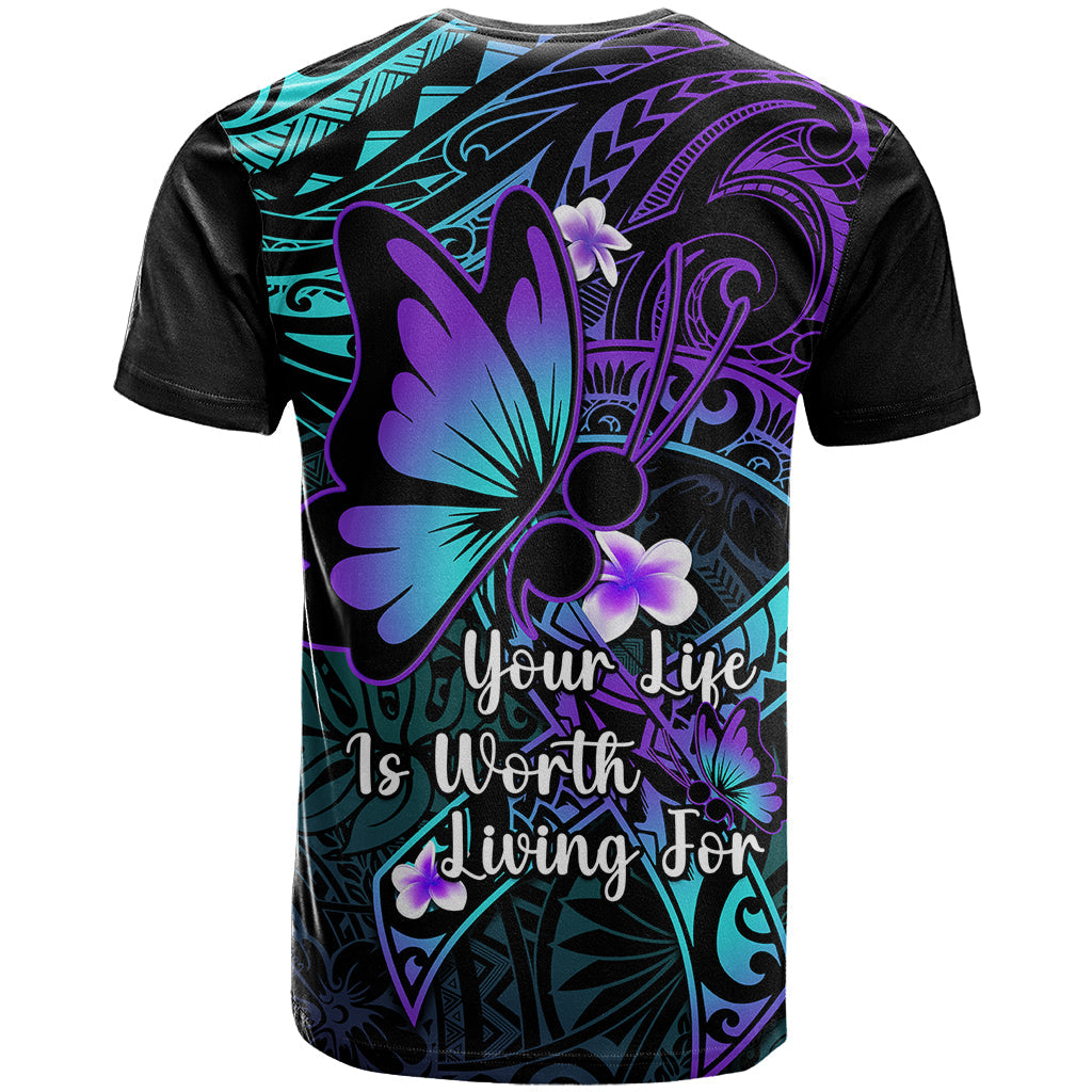 Polynesia Suicide Prevention Awareness T-Shirt Your Life Is Worth Living For Polynesian Gold Pattern Graphic Tee