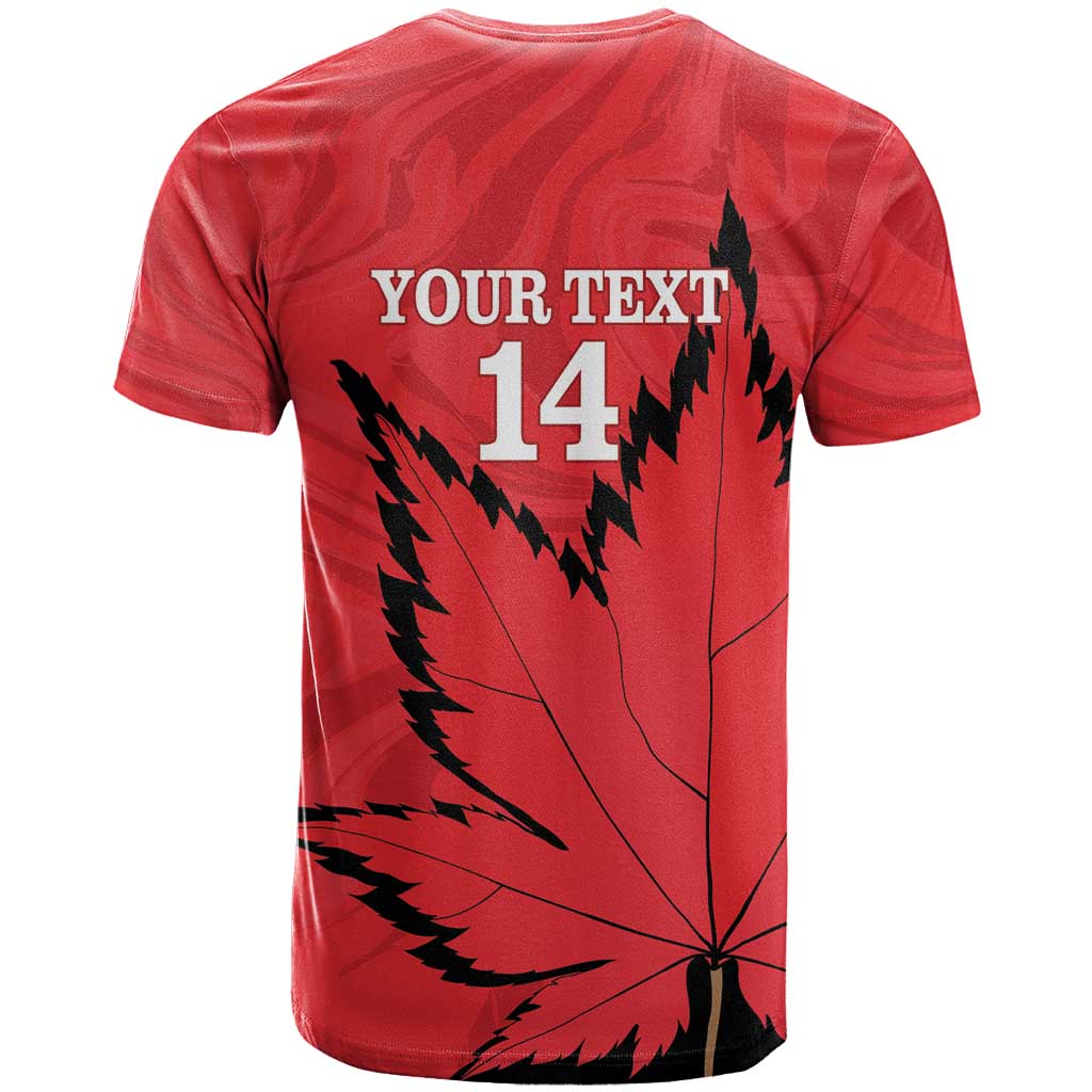 Custom Canada Curling T-Shirt Go Maple Leaf Marble Style Graphic Tee