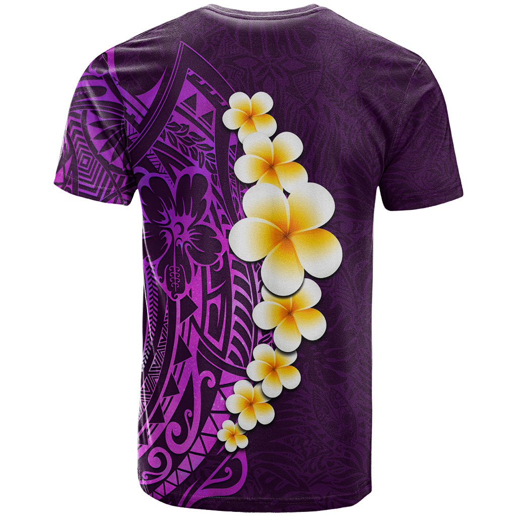 Purple Tropical Plumeria With Galaxy Polynesian Art T-Shirt Graphic Tee