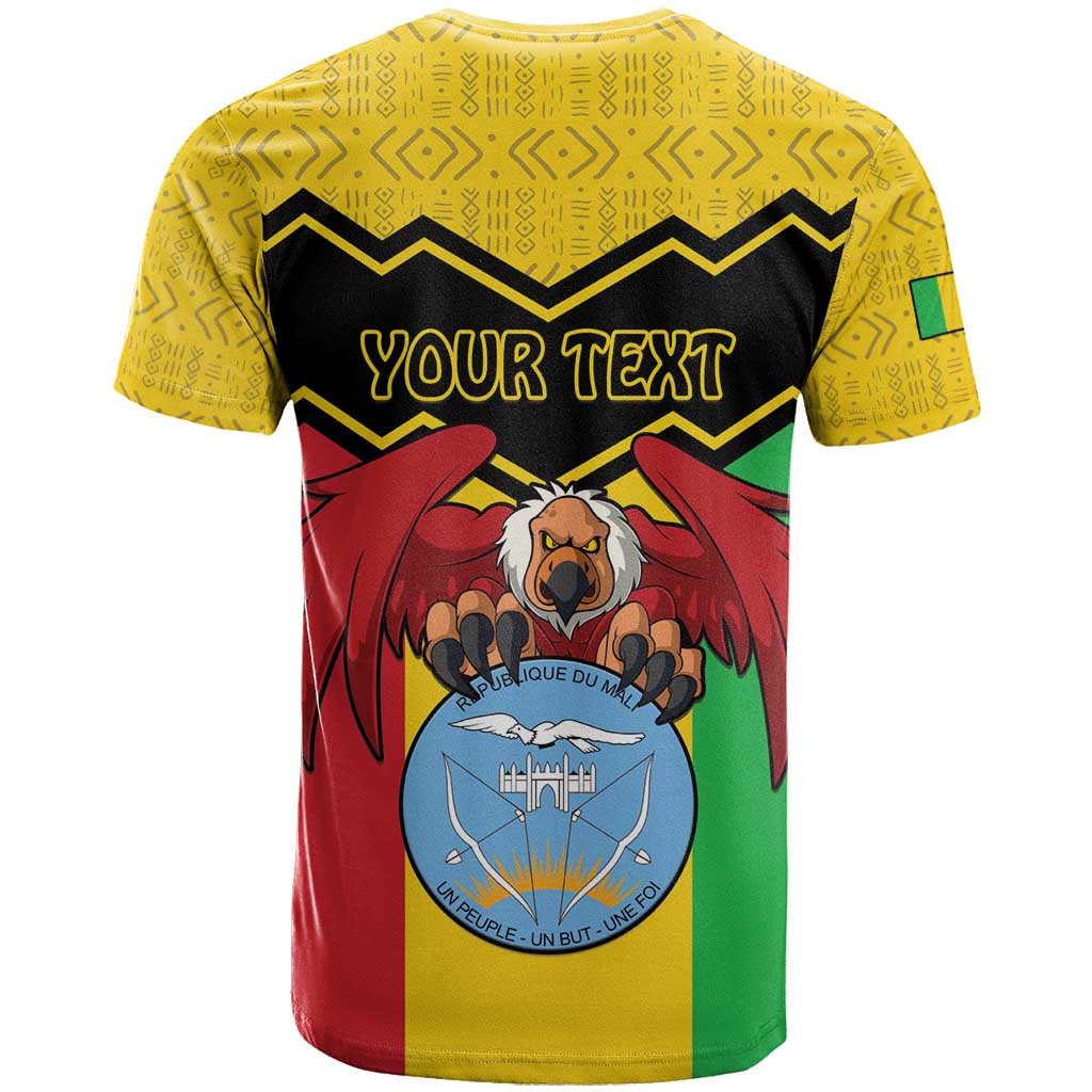 Personalised Mali T-Shirt Vulture With Coat Of Arms Bogolan Pattern Graphic Tee