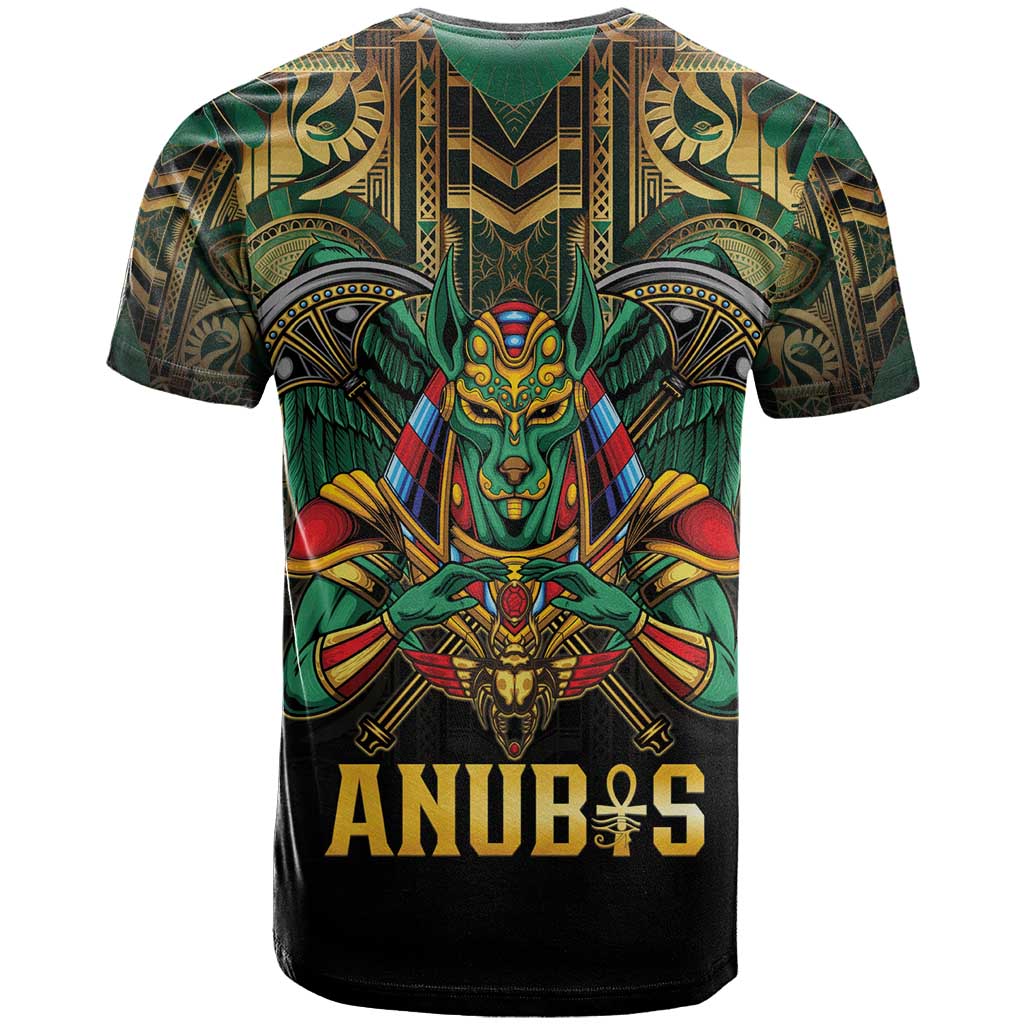 Egypt Anubis T-Shirt Golden Ancient Egypt Pattern Graphic Tee