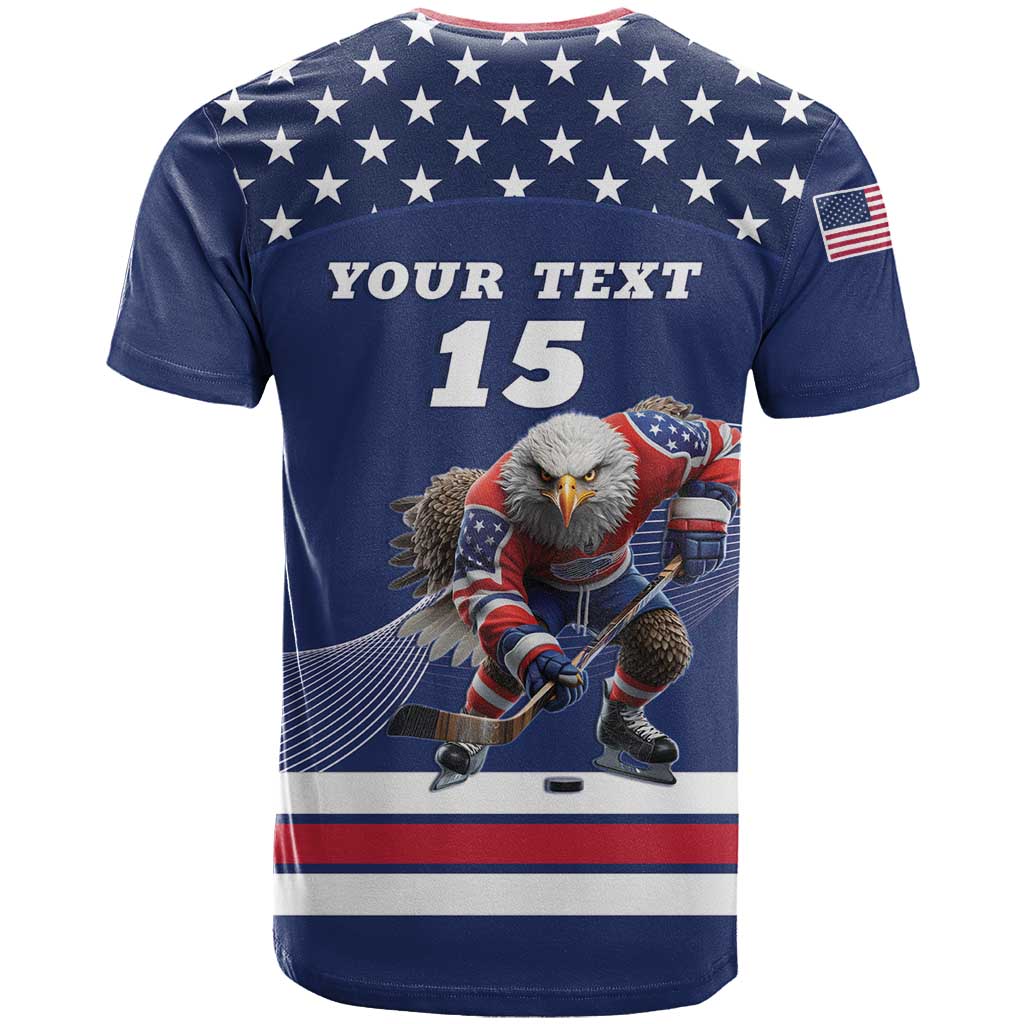 Custom USA Ice Hockey T-Shirt Eagle Mascot Graphic Tee