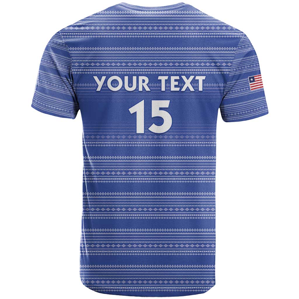 Custom Liberia Football T-Shirt Women Blue Jersey Graphic Tee