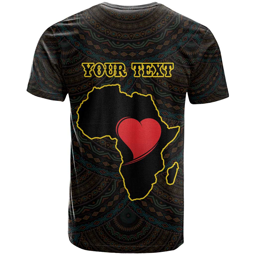 Personalised Happy Black Love Day T-Shirt Sankofa Heart With Adinkra Pattern Graphic Tee