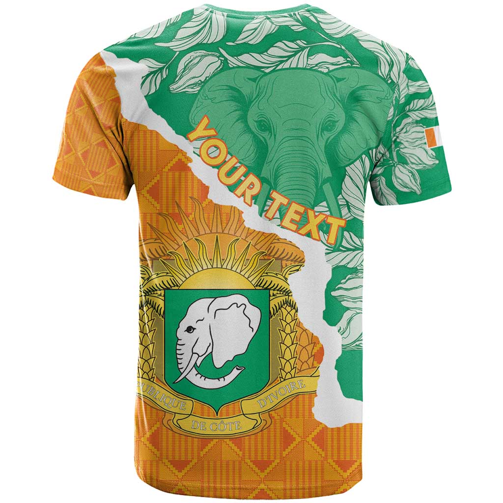 Personalised Ivory Coast T-Shirt Elephant With Coat Of Arms Graphic Tee