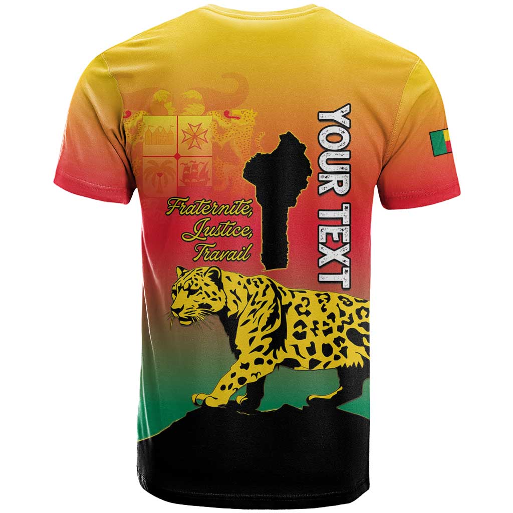 Personalized Benin National Day T-Shirt Leopard With Coat Of Arms Graphic Tee